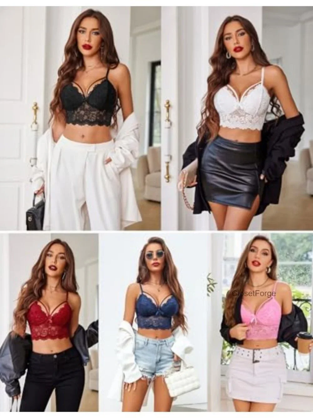 Lace Bralette for Women Spaghetti Strap Tank Camisole Crop Top